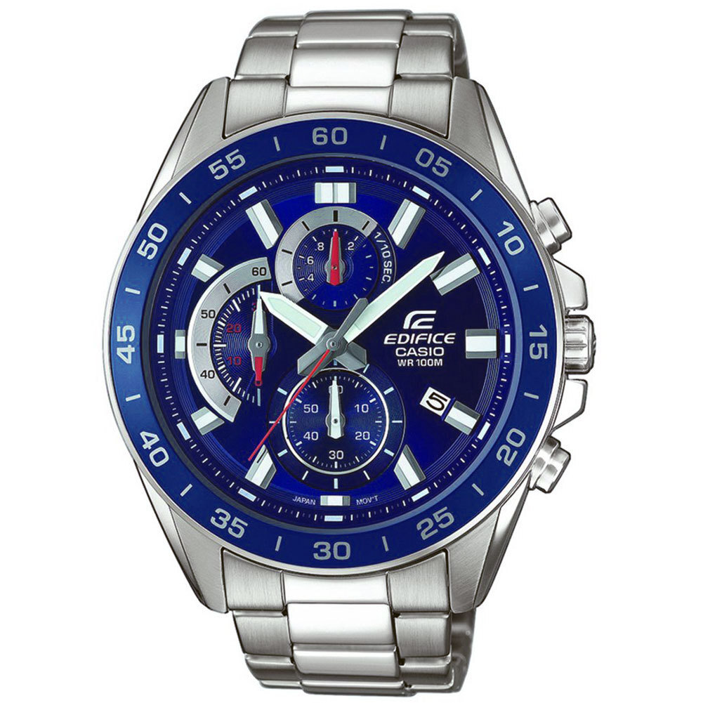  new goods 1 jpy Casio reimport EDIFICE Edifice Europe and America model .. sapphire blue 100m waterproof chronograph wristwatch CASIO men's genuine article 