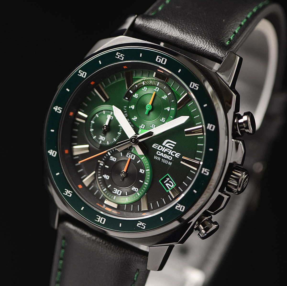  new goods 1 jpy Casio reimport EDIFICE Edifice beautiful green gradation 100m waterproof chronograph wristwatch new goods unused CASIO men's 