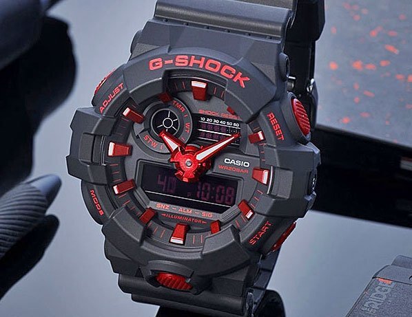 新品1円 Gショック 【ブラック＆レッド】 200m防水 耐衝撃構造 デジアナ 腕時計 GA-700BNR-1A G-SHOCK メンズ CASIO カシオの画像9