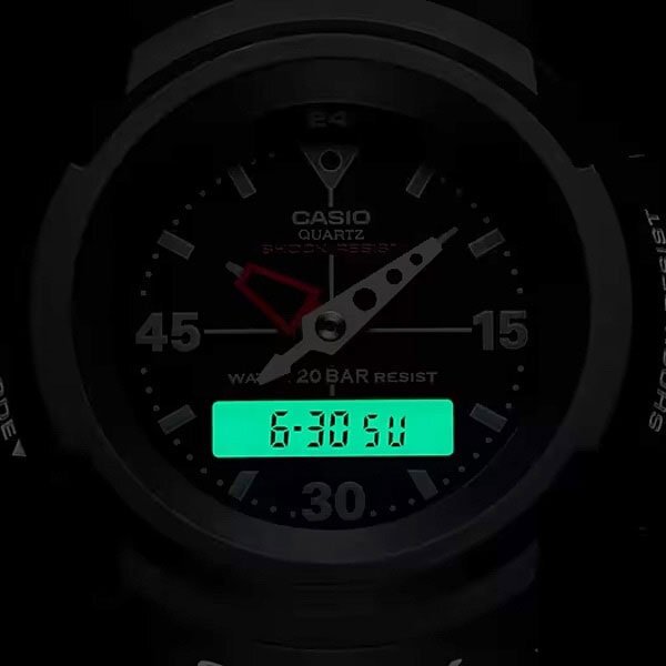 Gショック 名機復刻版 新品1円 マットブラック 7年電池 200m防水 耐衝撃構造 デジアナ 腕時計 G-SHOCK メンズ CASIO AW-500E-1E カシオの画像10