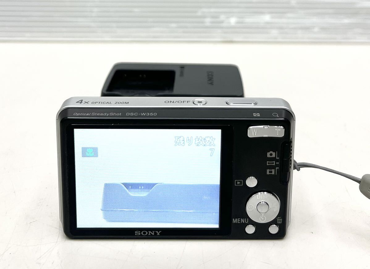 HM◆ 通電確認済 SONY ソニー Cyber-shot DSC-W350 サイバーショット コンパクトデジタルカメラ シルバー バッテリー 充電器 付き_画像4