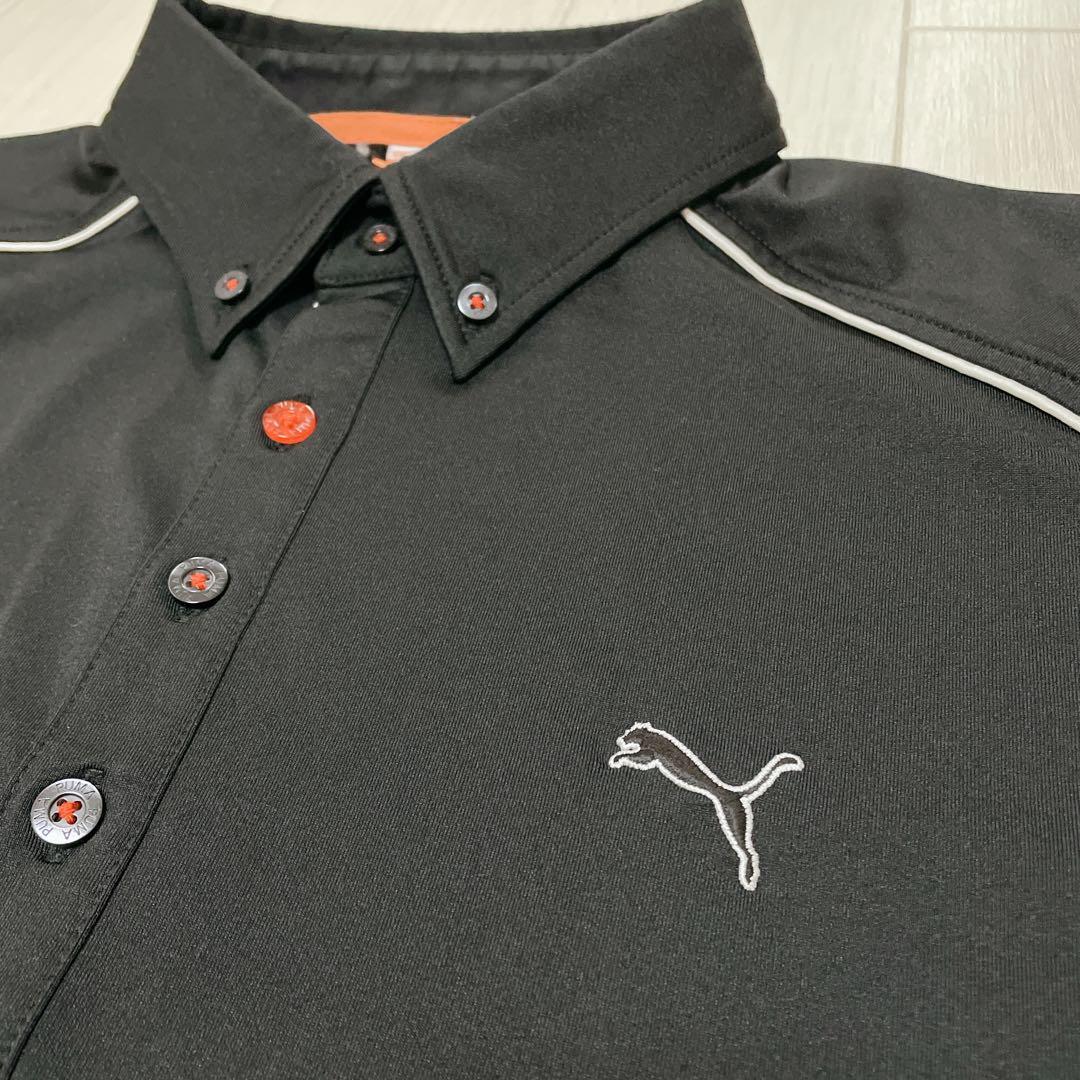 プーマ　puma ゴルフウェア　長袖シャツ　黒シャツ　ストレッチ　裏起毛　Lサイズ　ゴルフシャツ　ブラック　黒　シンプル