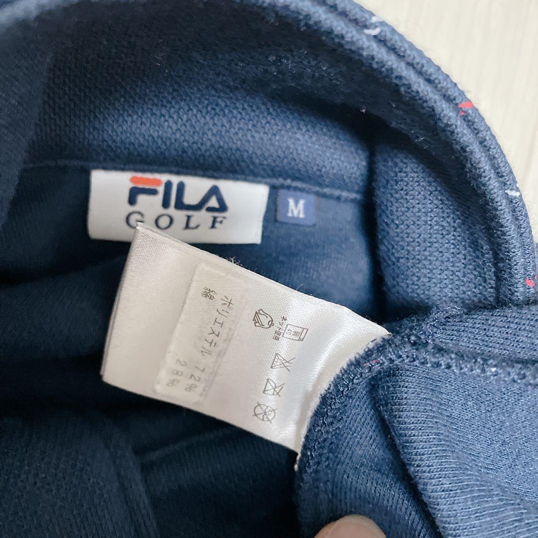 フィラ　FILA ゴルフウェア　半袖ワンピース　チェック　金ボタン　ボックスプリーツ　ネイビー　ゴルフワンピース　Mサイズ　ポケット　