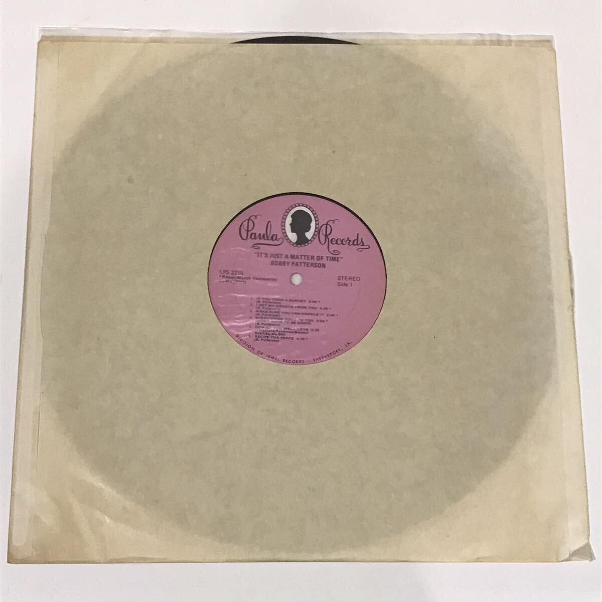  rare soul rare NM- US original record BOBBY PATTERSON / IT*S JUST A MATTER OF TIME on PAULA RECORDS US ORIGINAL PRESS NEAR MINT- beautiful record 