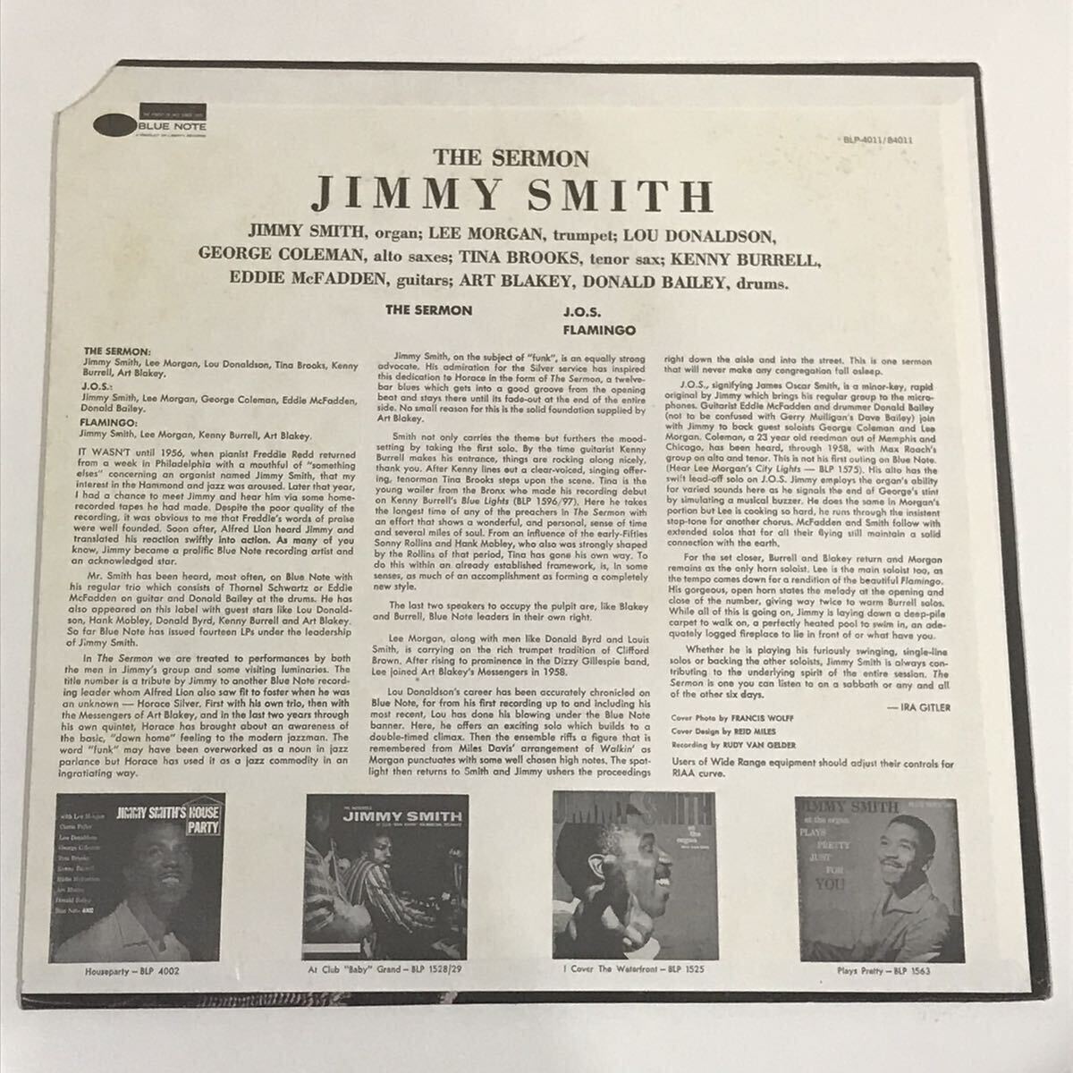 “RVG”刻印入り US盤 JIMMY SMITH / THE SERMON! on BLUE NOTE RECORDS LEE MORGAN LOU DONALDSON GEORGE COLEMAN TINA BROOKS ART BLAKEY_画像2