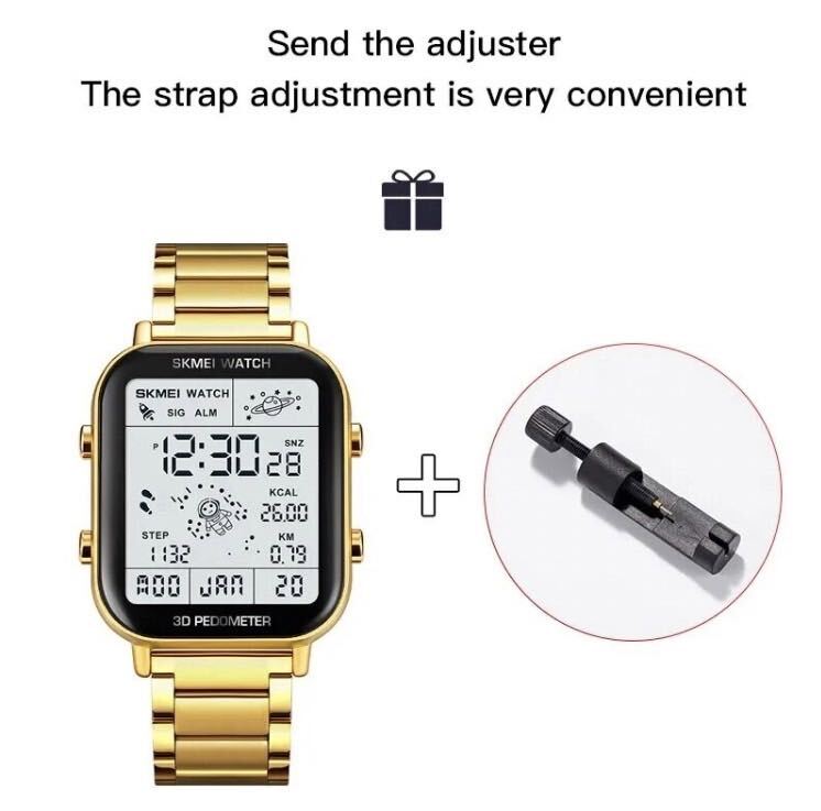 [1 иен ] регулировка прибор имеется новый товар высокофункциональный цифровой наручные часы чёрный нержавеющая сталь ремень смарт-часы средний . водонепроницаемый здоровье управление бизнес 
