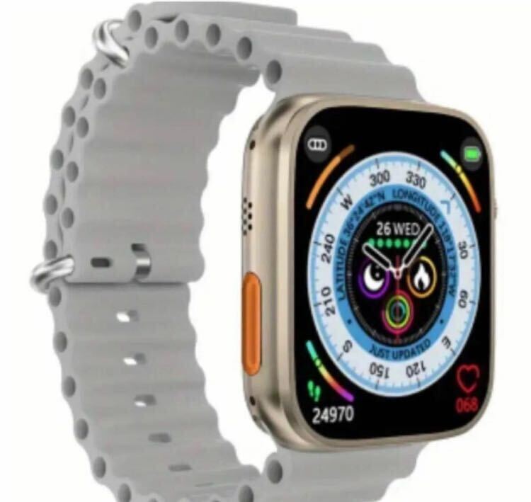 1円 ベルト3個セット 新品 スマートウォッチ グレー（Apple Watch Ultra2 代替品）大画面 通話機能付き 音楽 多機能 健康管理 血中酸素_画像1