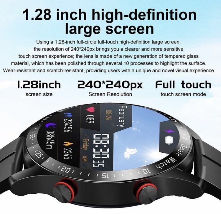 【1円】新品 スマートウォッチ 腕時計 黒 スチール ベルト Bluetooth 通話 ECG PPG ビジネス 防水 心拍 血圧 歩数 睡眠 着信 健康管理の画像3