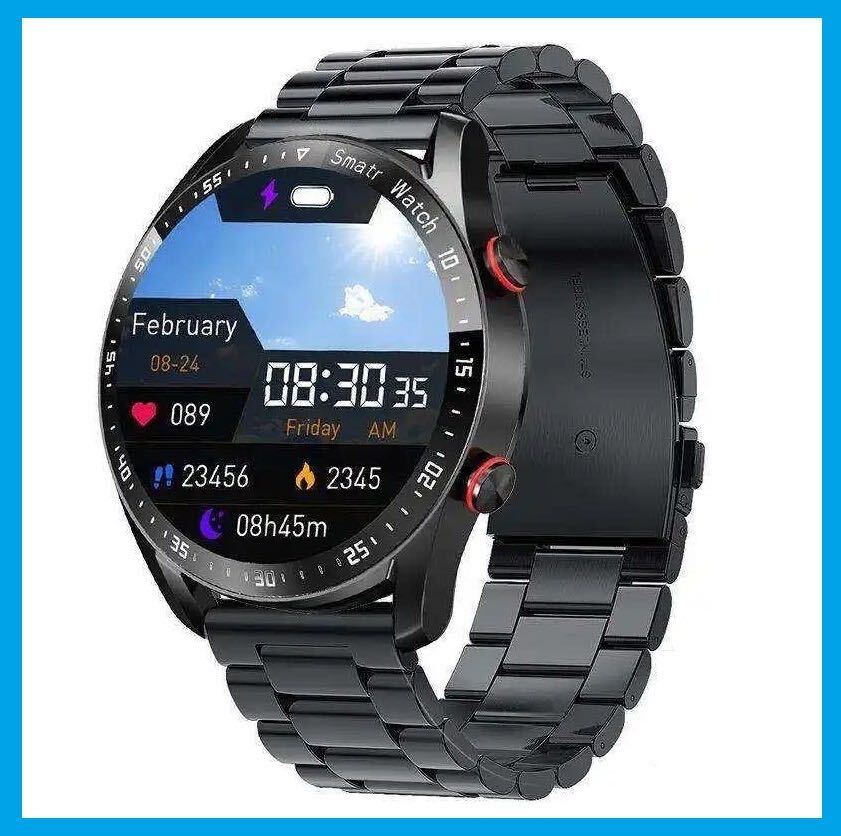 [1 иен ] новый товар смарт-часы наручные часы чёрный steel ремень Bluetooth телефонный разговор ECG PPG бизнес водонепроницаемый сердце . кровяное давление . число сон поступление здоровье управление 