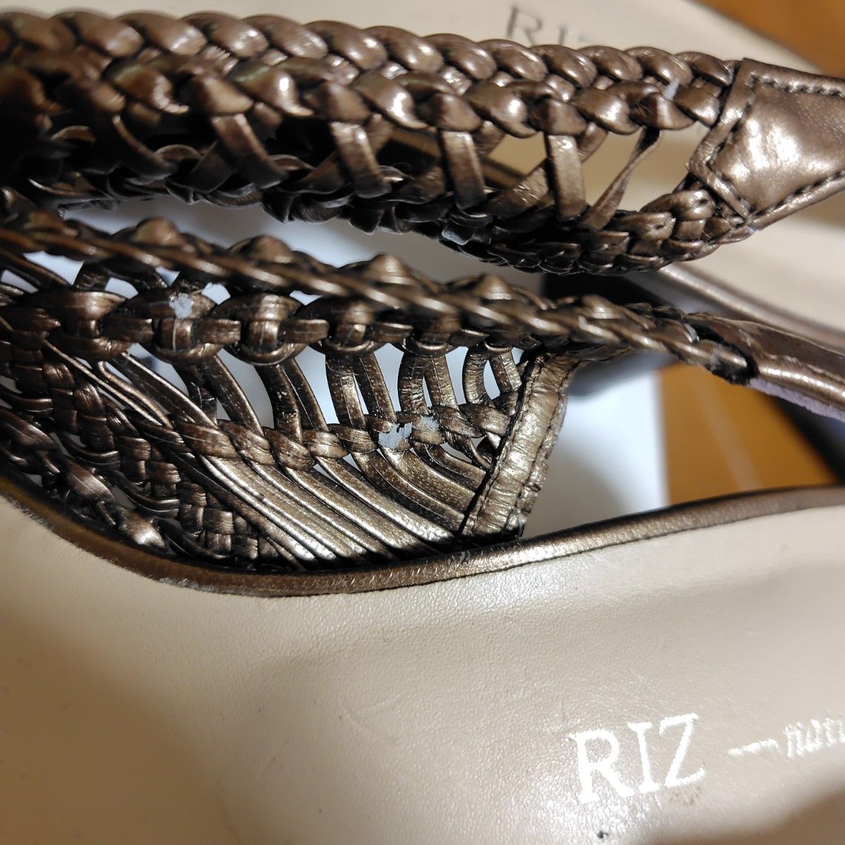 RIZ メッシュオープントゥパンプス　ブロンズ　23cm　日本製