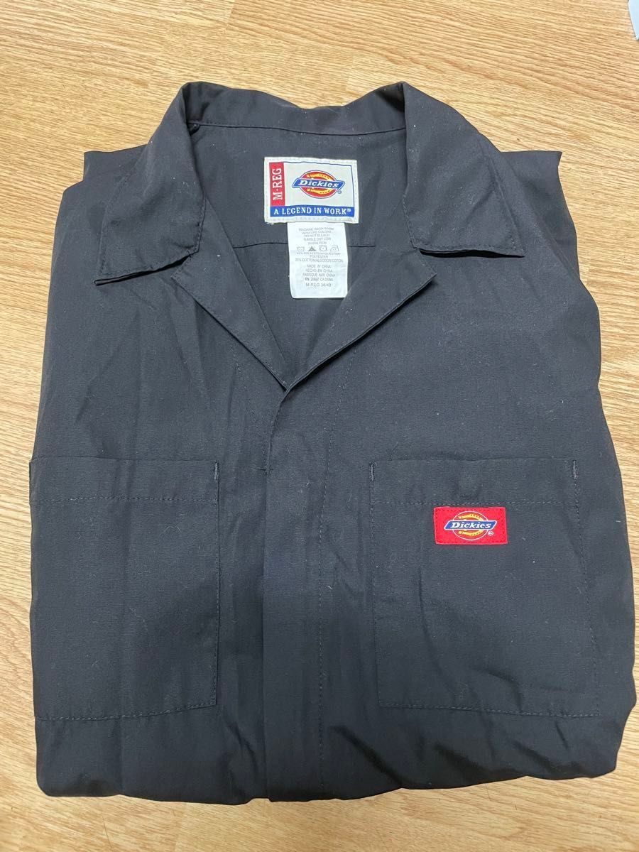 Mサイズ　日本サイズではL〜LL 半袖　黒　ディッキーズ　Dickies つなぎ　サイズ　38/40