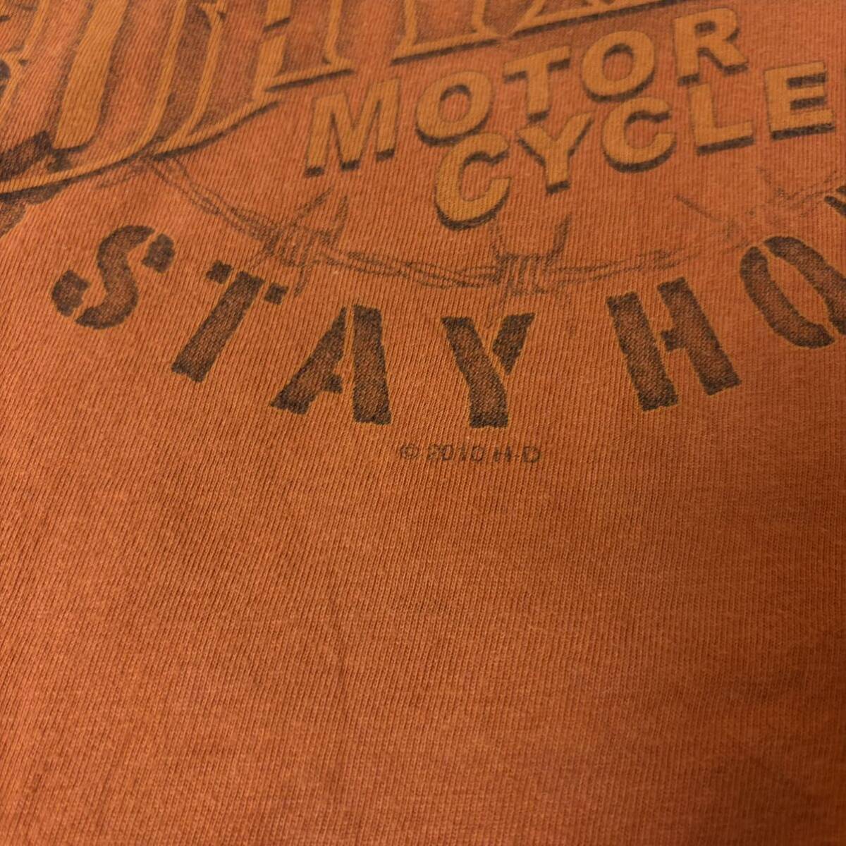 Harley-Davidson ハーレーダビッドソン USA製 2010 Tシャツ オレンジ 半袖 XL相当 古着 卸_画像3