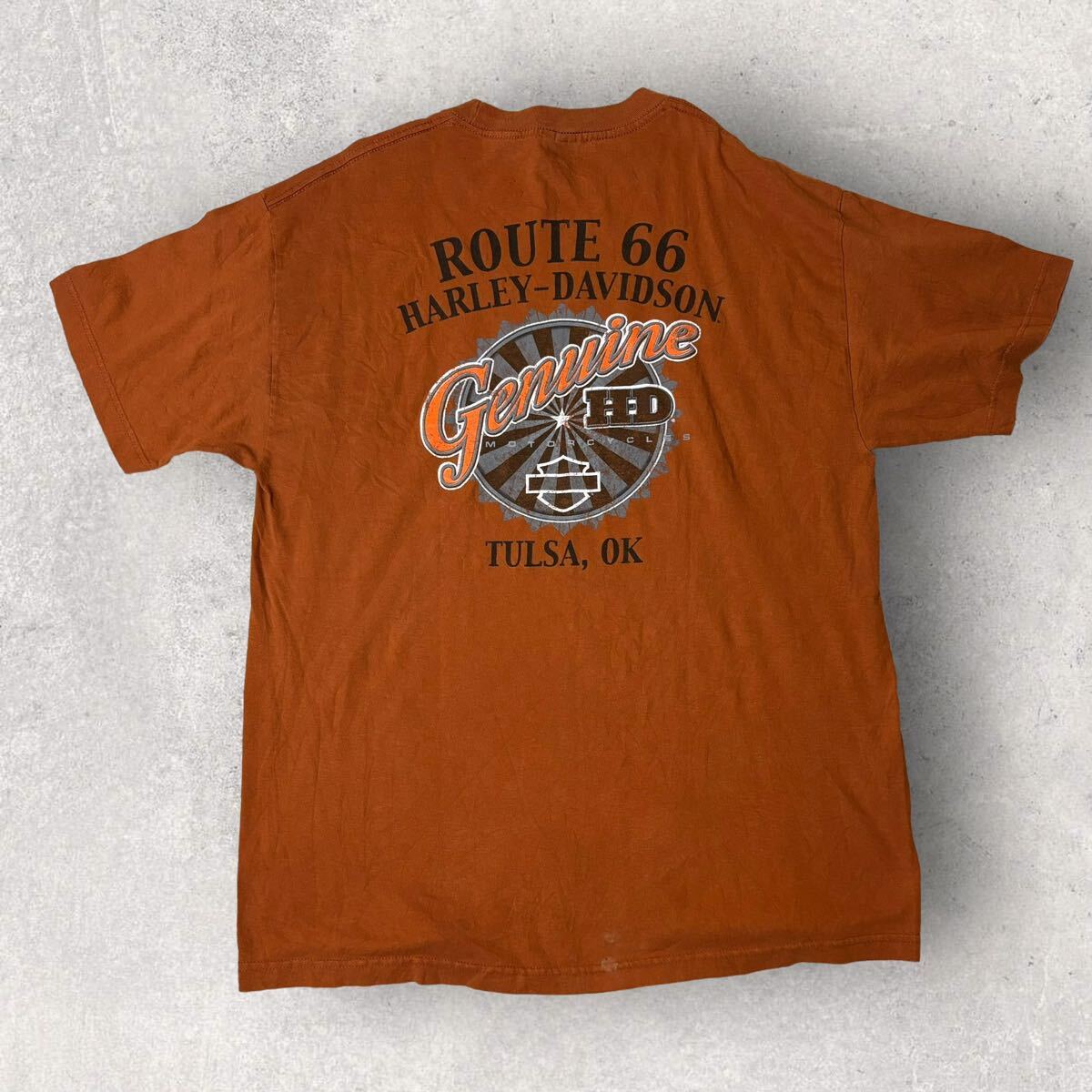 Harley-Davidson ハーレーダビッドソン メキシコ製 2014 Tシャツ ROUTE 66 オレンジ 半袖 XL相当 古着 卸_画像1