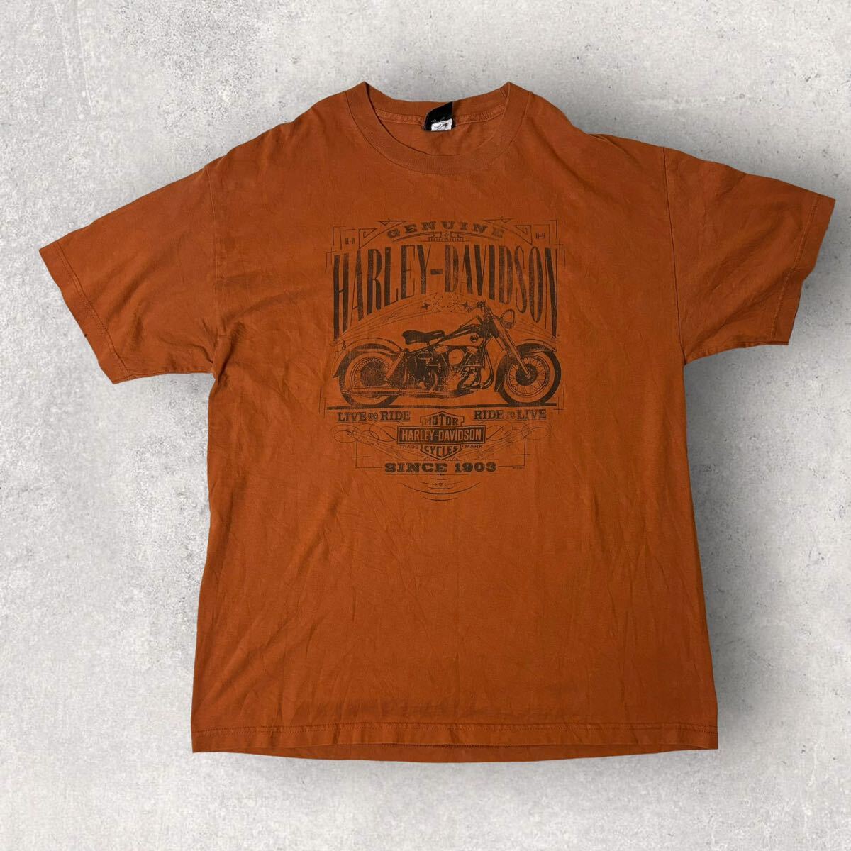 Harley-Davidson ハーレーダビッドソン メキシコ製 2014 Tシャツ ROUTE 66 オレンジ 半袖 XL相当 古着 卸_画像2