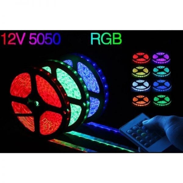 LEDテープライト イルミネーション フルカラ 300SMD 防水 白ベース 12V 5M RGB 16色 リモコン付 正面発光 カット可 DD09set_画像4