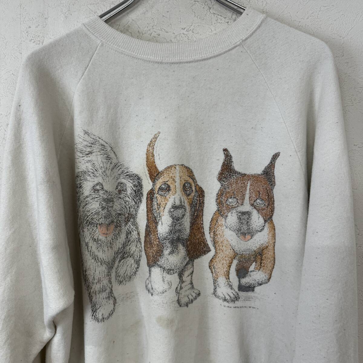 ビンテージ 90s ヘインズ USA製 犬 3匹 アニマル 両面 デザイン ビンテージ 90s ヘインズ USA製 犬 3匹 アニマル 両面 デザイン