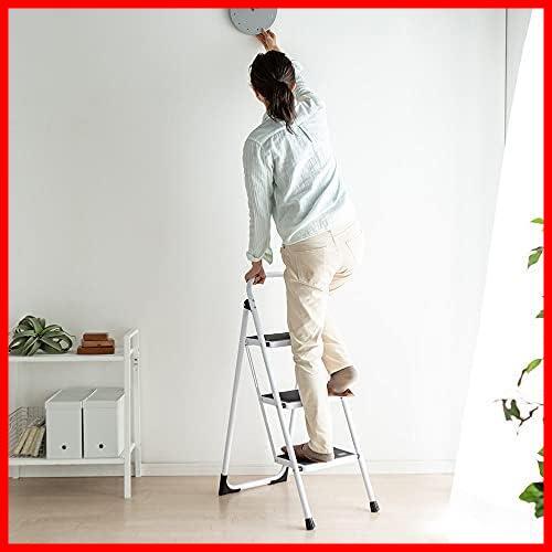  stepladder 3 step step folding step‐ladder steel made withstand load 150kg slip prevention handrail attaching home use EEX-KYA8