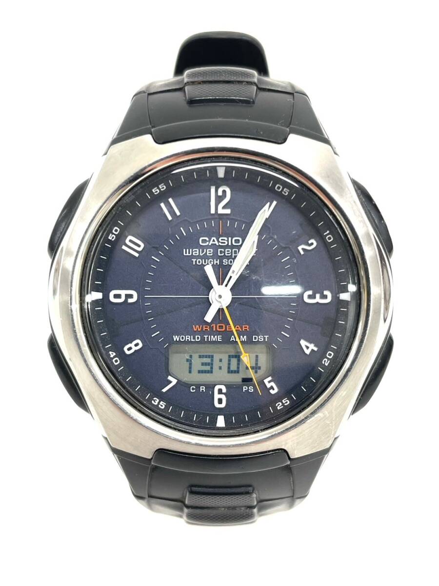 H887*1　稼働　CASIO　カシオ　wave ceptor　ウェーブセプター　腕時計　WVA-430J　3311　タフソーラー　ブラック×シルバー　デジアナ　_画像1