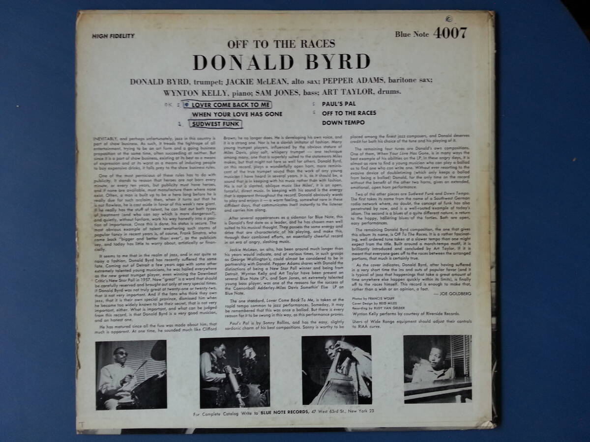 ☆DONALD BYRD / OFF TO THE RACES　（Blue Note　4007）_画像3