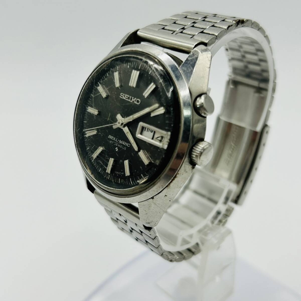 【3221】1円スタート！！　SEIKO　セイコー　BELL-MATIC　4006-7010　27JEWELS　黒文字盤　稼働品　ベルト社外　中古品　保管品_画像2