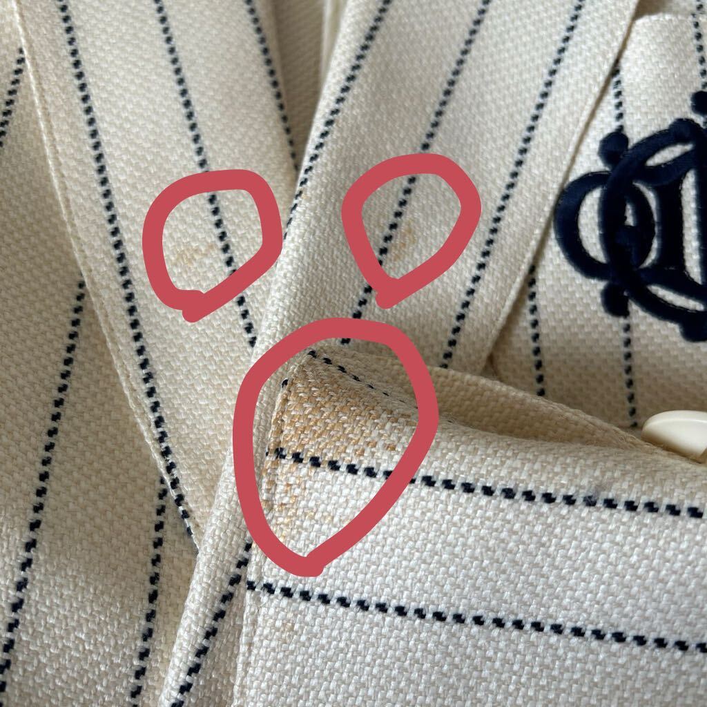 Christian Diorクリスチャンディオール■一つボタン テーラードジャケット ツイード ロゴ刺しゅう■S■ヴィンテージ■_赤丸部分が汚れ箇所です