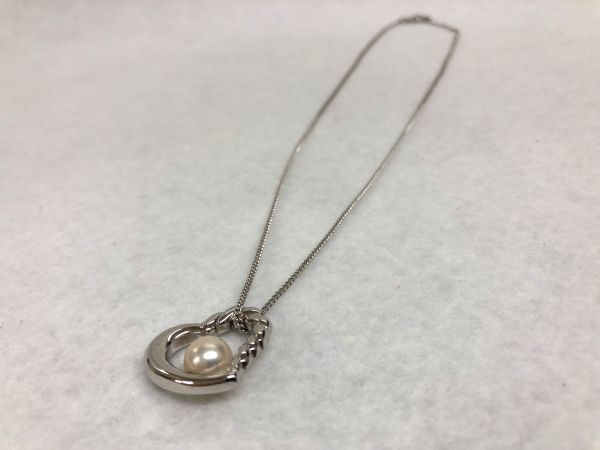 1円~ 長期保管品 タサキ パール オープンハート ネックレス シルバー レディース アクセサリー TASAKI 真珠 SV 田崎 トップ 女性 ブランドの画像2