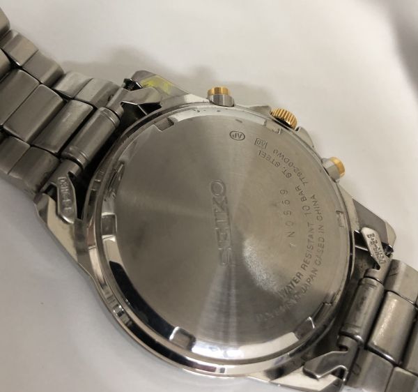 作動未確認 SEIKO セイコー 腕時計 7T92-0DW0 クロノグラフ クオーツ 10気圧防水 アナログ ブラック シルバー ウォッチ 不動 202532の画像8