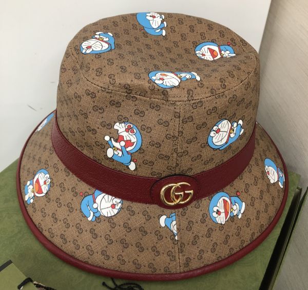 GUCCI グッチ 帽子 マイクロGG柄 ドラえもん コラボ 648846 サイズM/58cm バケットハット コットン×ポリエステル 箱 中古美品　203070　_画像2