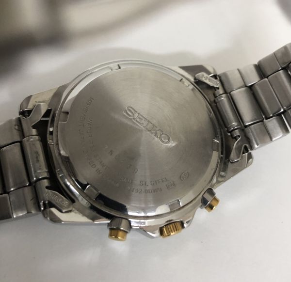 作動未確認 SEIKO セイコー 腕時計 7T92-0DW0 クロノグラフ クオーツ 10気圧防水 アナログ ブラック シルバー ウォッチ 不動 202532の画像7