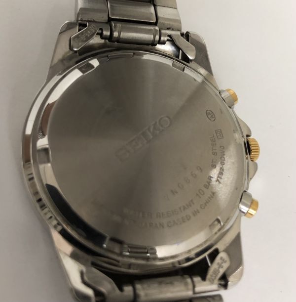 作動未確認 SEIKO セイコー 腕時計 7T92-0DW0 クロノグラフ クオーツ 10気圧防水 アナログ ブラック シルバー ウォッチ 不動 202532の画像9