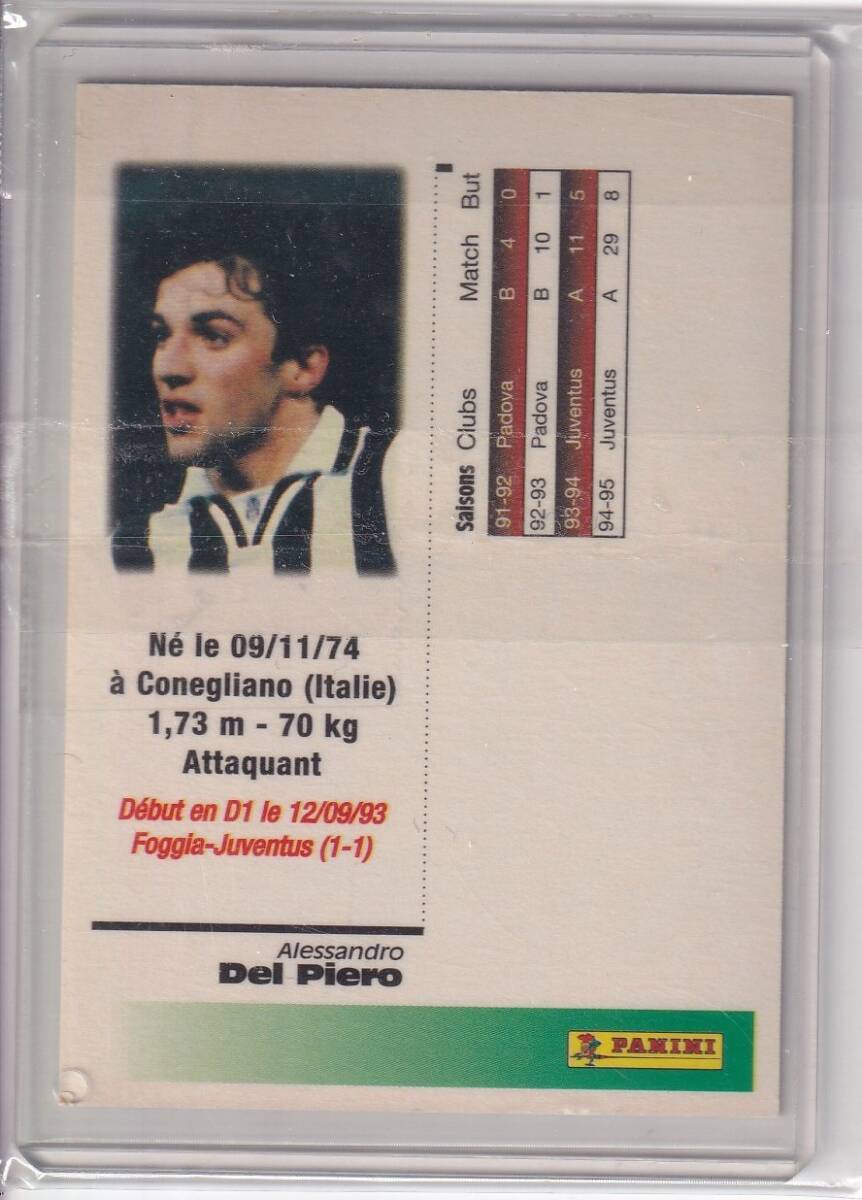 デルピエロ☆PANINI/OFFICIAL FOOTBALL CARDS 1996☆146 ALESSANDORO-DEL-PIERO JUVENTUS_画像2