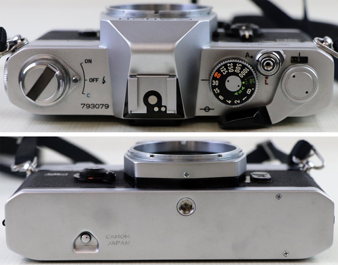 S♪ジャンク品♪フイルムカメラ 『FTb QL』 Canon/キャノン レンズ：FD 50mm 1：1.8 S.C.(レンズ内ホコリあり)付き ※ストラップ付き_画像5