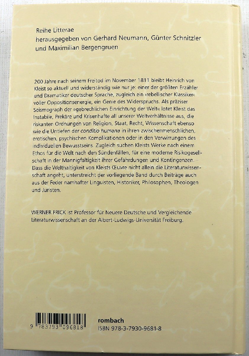 S◆中古品◆洋書 『Heinrich von Kleist Neue Ansichten eines rebellischen Klassikers』 9783793096818 著:C.F.Reinhold Rombach Verlag_画像4