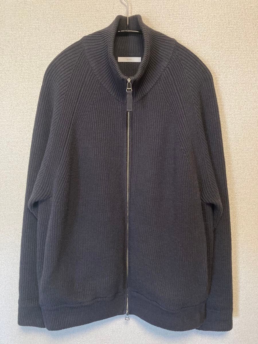 WYM LIDNM HEAVY WEIGHT DRIVERS KNIT グレー　M ジップアップ ニット セーター　カーディガン