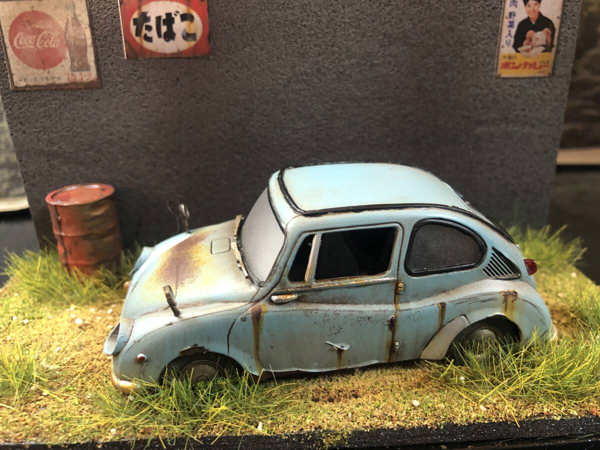  Showa Retro . scenery 1/32 Subaru 360 old car original work geo llama final product case attaching 