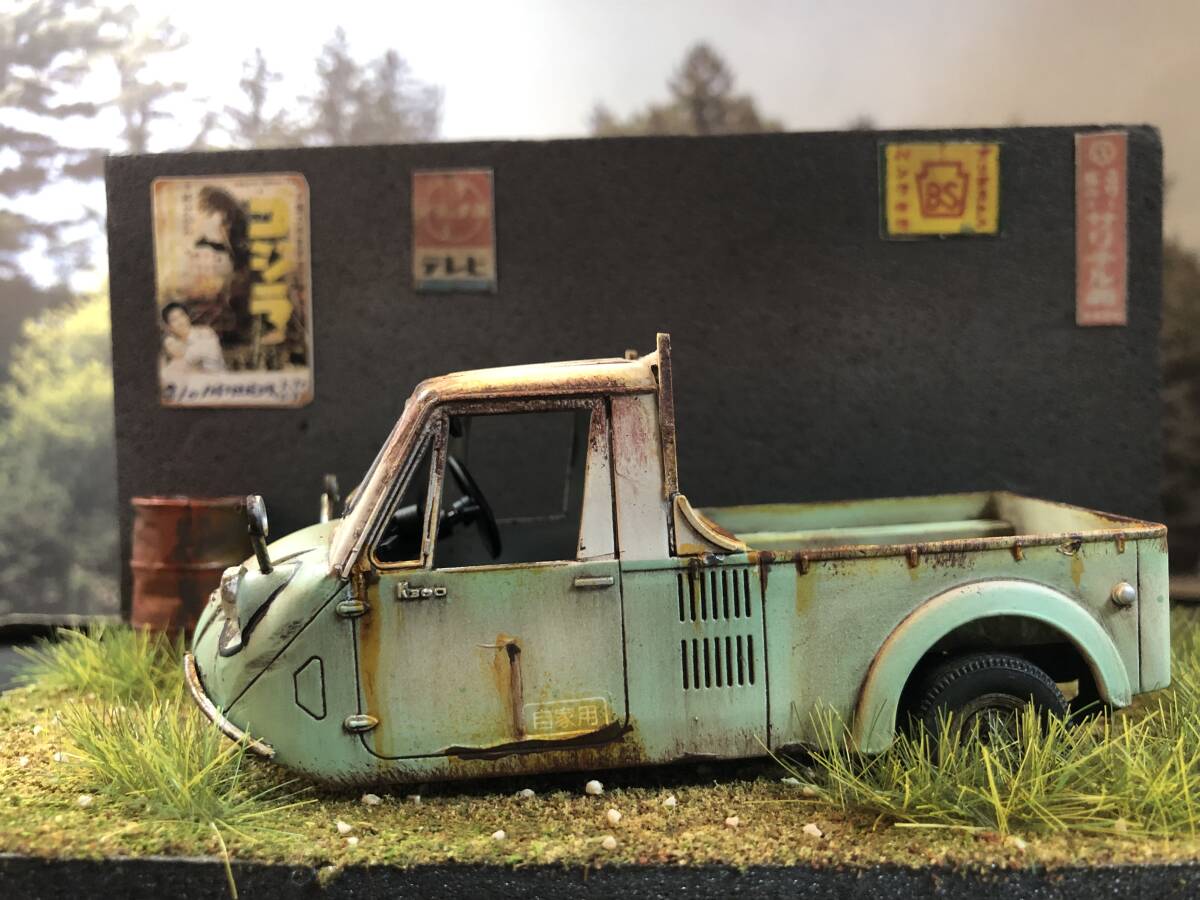  Showa Retro . scenery 1/32 Mazda K360 old car original work geo llama final product case attaching 