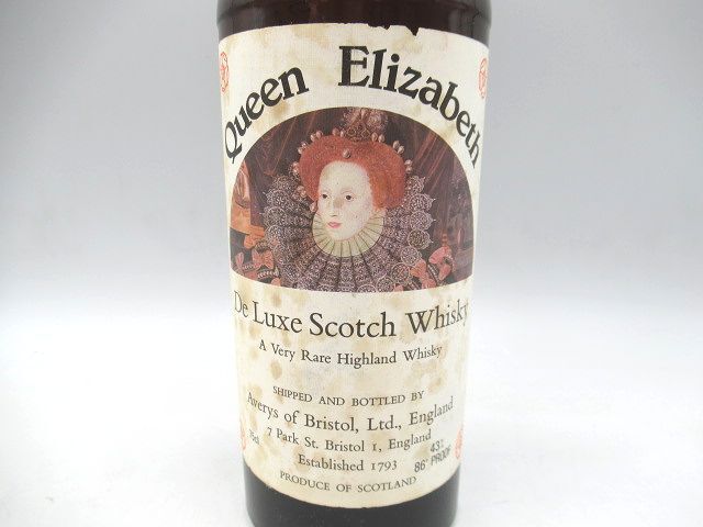 ☆未開栓 古酒 Queen Elizabeth De Luxe 750ml 43% クイーン エリザベス デラックス スコッチウイスキー 角川春樹事務所輸入 箱無し☆_画像2