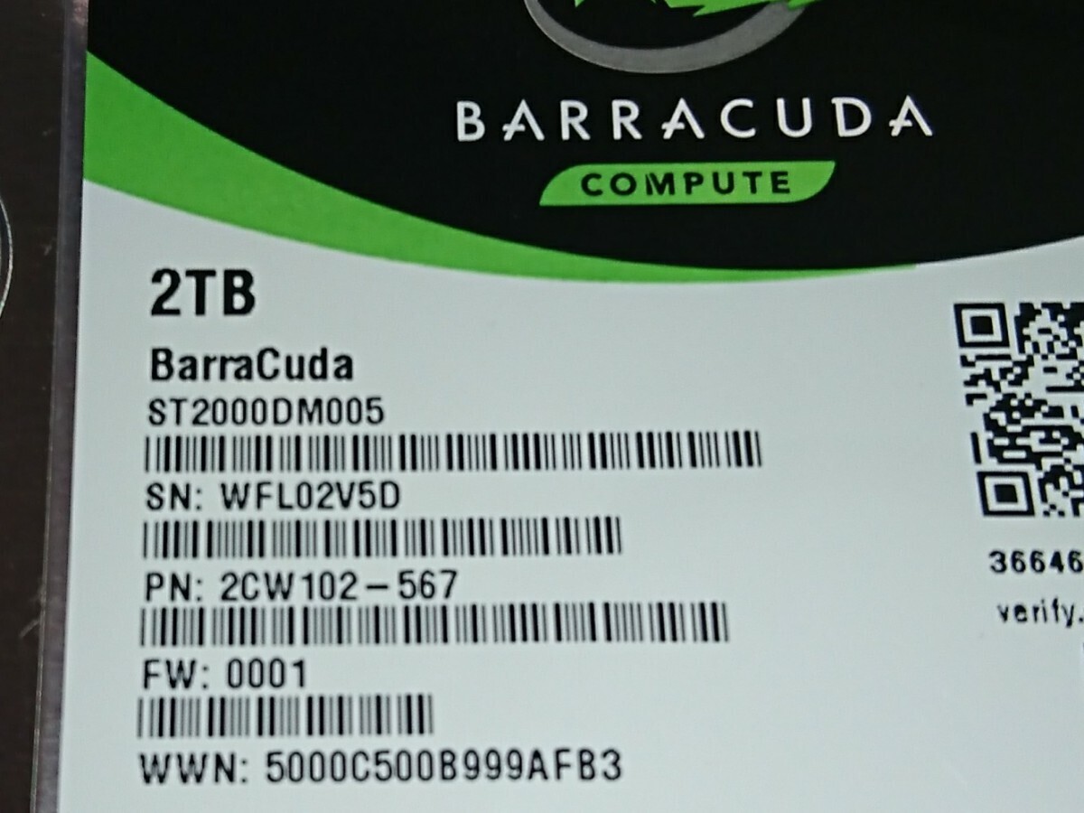 SEAGATE SATA HDD 2TB ST2000DM005 CrystalDiskInfo正常 (O42836)_画像2