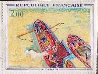 （６６８）外国切手・フランス・美術・１９７２年ドラン画・はしけの画像1