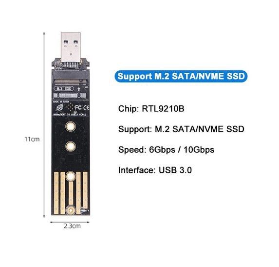 M.2 SATA / NVMe SSD ⇒ USB 3.0 アダプタ