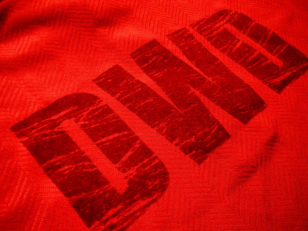 伸縮/美品〇ダンスウィズドラゴン シャツ 2 (M) 吸汗速乾 綾織り スカル＆ドラゴン刺しゅうロゴ 赤色_画像8