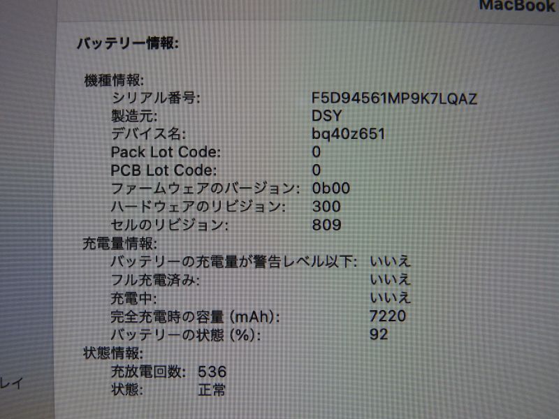 Aランク Apple MacBook Pro(16インチ.2019) A2141 Core i9(2.3GHz) SSD1TB メモリ16GB_画像5