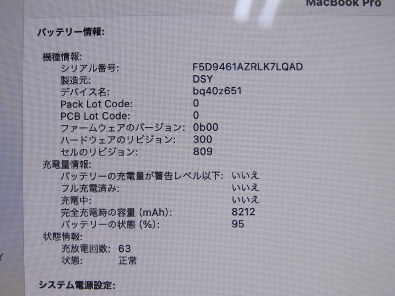 Aランク Apple MacBook Pro(16インチ.2019) A2141 Core i9(2.3GHz) SSD1TB メモリ16GB_画像5