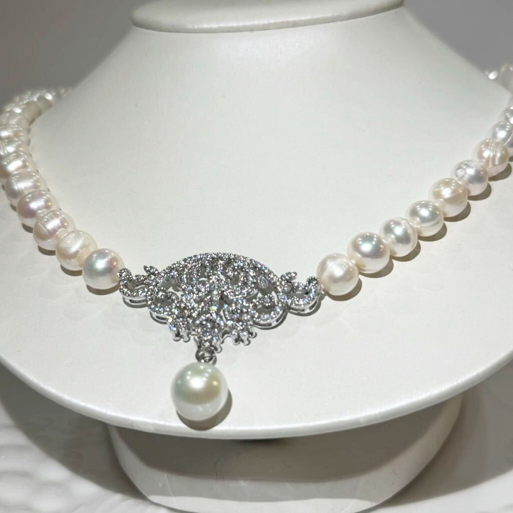 本真珠ネックレス11mm 天然パール10mm 42cm デザインパールネックレスnecklace jewelry Pearl _画像4