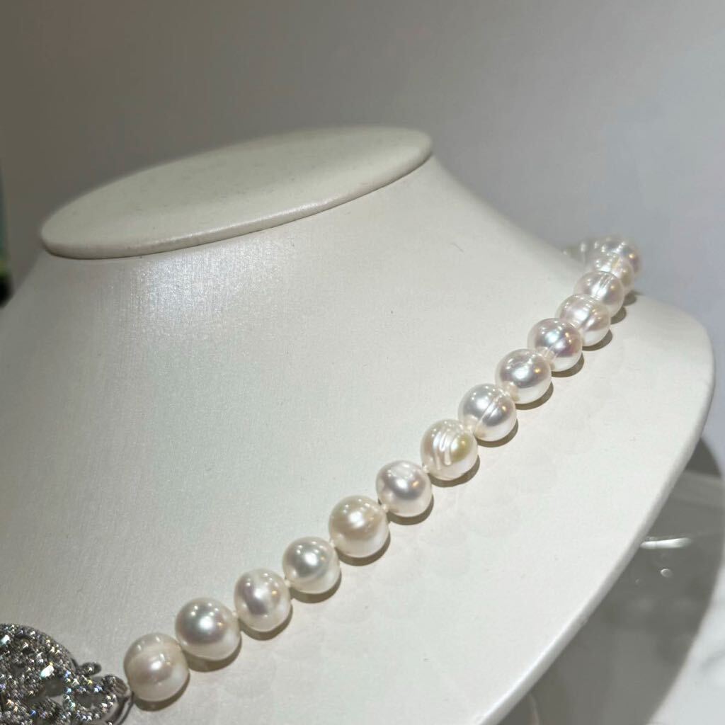 本真珠ネックレス11mm 天然パール10mm 42cm デザインパールネックレスnecklace jewelry Pearl _画像5