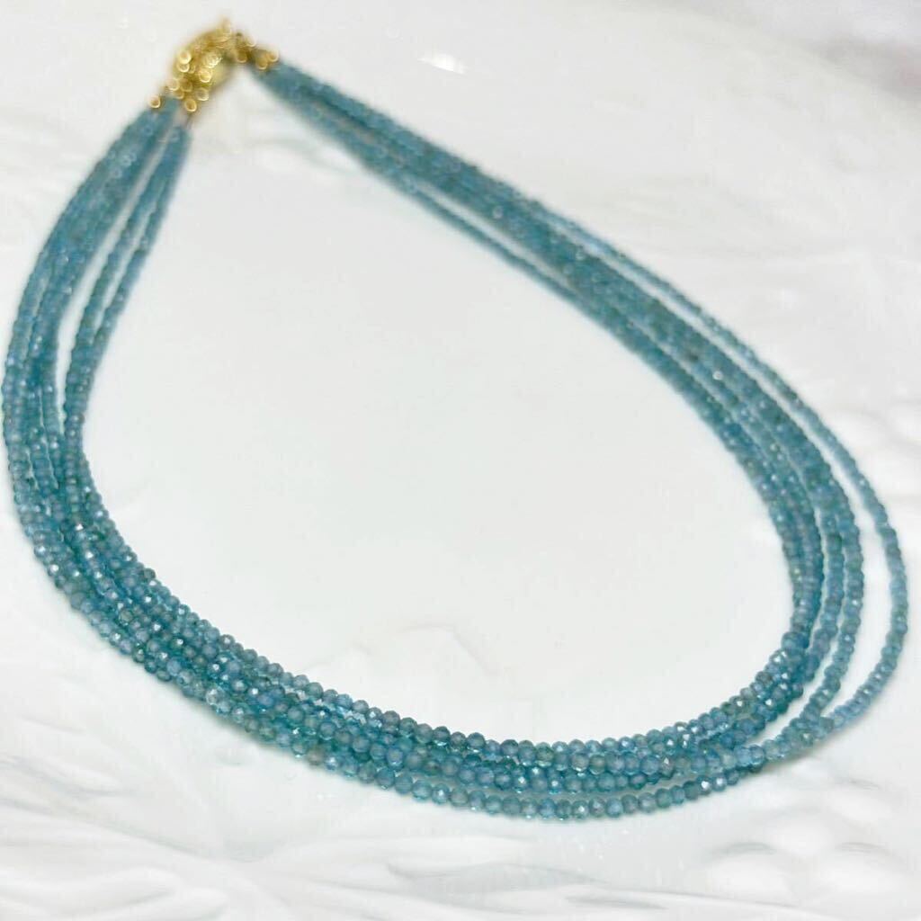 六連アクアマリンネックレス 150ct 天然石ネックレス38+5cm jewelry necklace の画像3