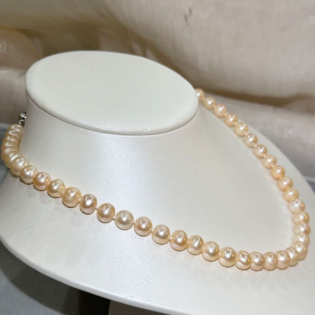本真珠ネックレス8mm 42cm Pearl necklace jewelry SILVER の画像3