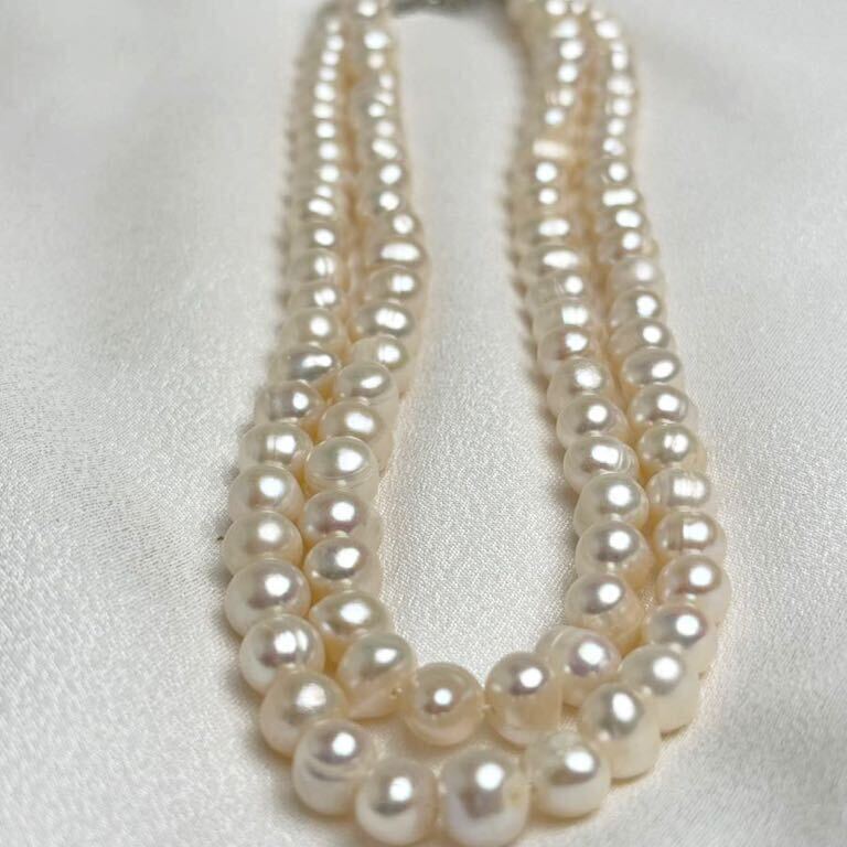 綺麗！翡翠×天然パールネックレス　42cm necklace Pearl pearl 約 8mm_画像5