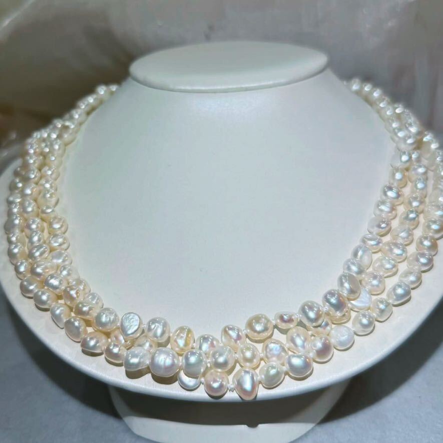 綺麗！芥子真珠ネックレス5mm 天然パールネックレス 130cm pearl jewelry 宝石 ジュエリー の画像2