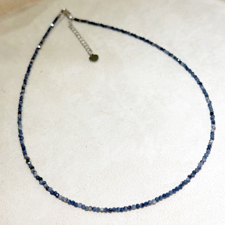 天然石ネックレス ブルーサファイヤ 37+5cm jewelry necklace の画像3